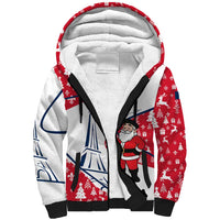 France Christmas Sherpa Hoodie with Santa Wine Glass Eiffel Tower and Holiday Icons Design - Wonder Print Shop
