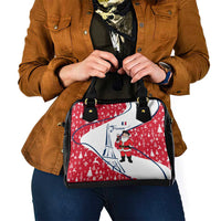 France Christmas Shoulder Handbag with Santa Wine Glass Eiffel Tower and Holiday Icons Design - Wonder Print Shop