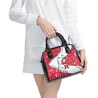 France Christmas Shoulder Handbag with Santa Wine Glass Eiffel Tower and Holiday Icons Design - Wonder Print Shop