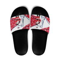 France Christmas Slide Sandals with Santa Wine Glass Eiffel Tower and Holiday Icons Design - Wonder Print Shop