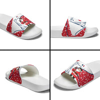 France Christmas Slide Sandals with Santa Wine Glass Eiffel Tower and Holiday Icons Design - Wonder Print Shop