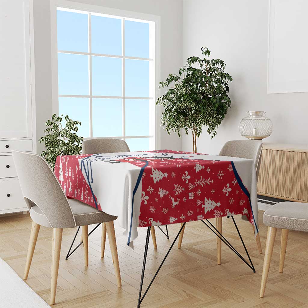 France Christmas Tablecloth with Santa Wine Glass Eiffel Tower and Holiday Icons Design - Wonder Print Shop
