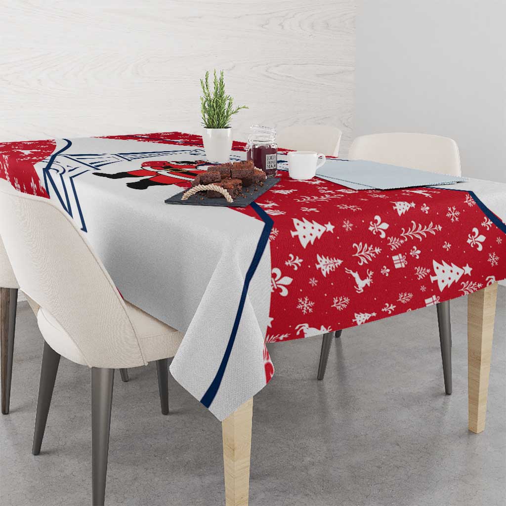 France Christmas Tablecloth with Santa Wine Glass Eiffel Tower and Holiday Icons Design - Wonder Print Shop