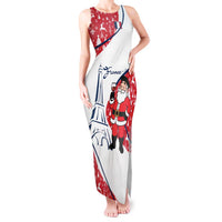 France Christmas Tank Maxi Dress with Santa Wine Glass Eiffel Tower and Holiday Icons Design - Wonder Print Shop
