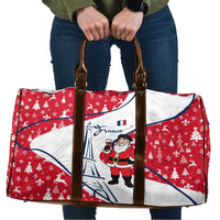 France Christmas Travel Bag with Santa Wine Glass Eiffel Tower and Holiday Icons Design - Wonder Print Shop