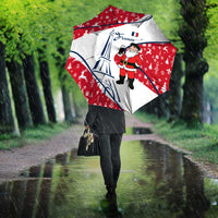 France Christmas Umbrella with Santa Wine Glass Eiffel Tower and Holiday Icons Design - Wonder Print Shop