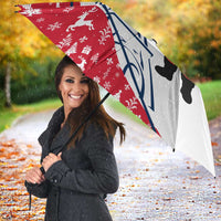 France Christmas Umbrella with Santa Wine Glass Eiffel Tower and Holiday Icons Design - Wonder Print Shop