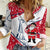 France Christmas Women Casual Shirt with Santa Wine Glass Eiffel Tower and Holiday Icons Design - Wonder Print Shop