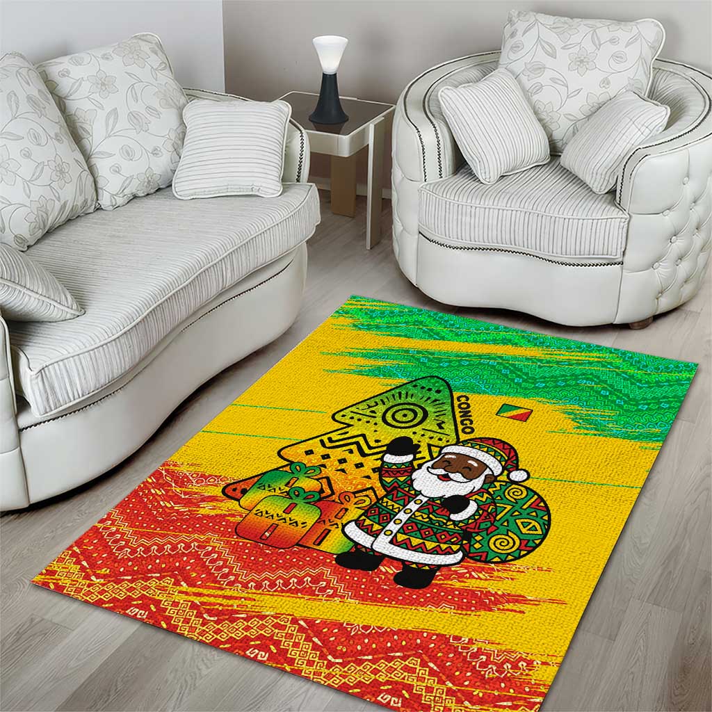 Congo Christmas Area Rug with African Santa Tribal Tree and Colorful Gift Design - Wonder Print Shop