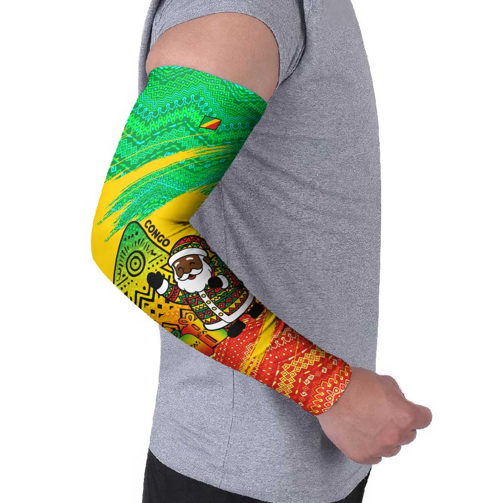 Congo Christmas Arm Sleeves with African Santa Tribal Tree and Colorful Gift Design - Wonder Print Shop