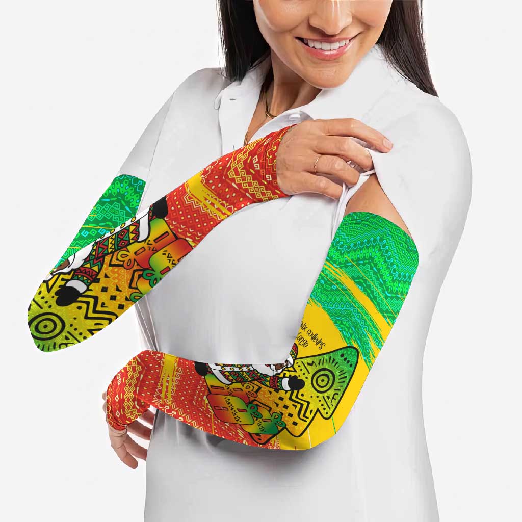 Congo Christmas Arm Sleeves with African Santa Tribal Tree and Colorful Gift Design - Wonder Print Shop