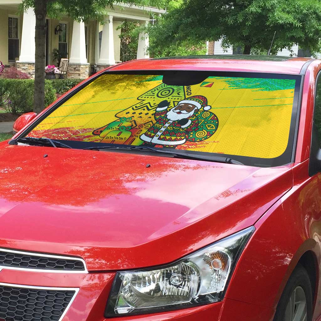 Congo Christmas Auto Sun Shade with African Santa Tribal Tree and Colorful Gift Design - Wonder Print Shop