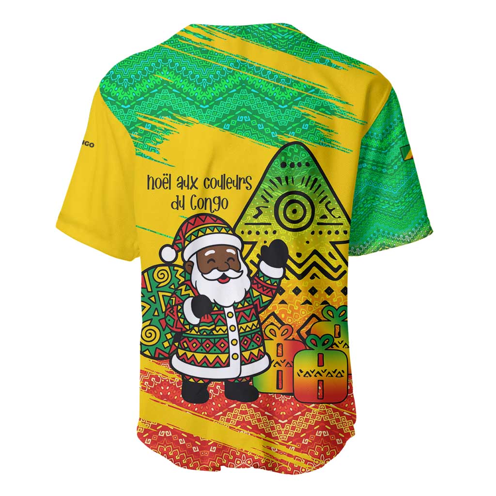 Congo Christmas Baseball Jersey with African Santa Tribal Tree and Colorful Gift Design - Wonder Print Shop