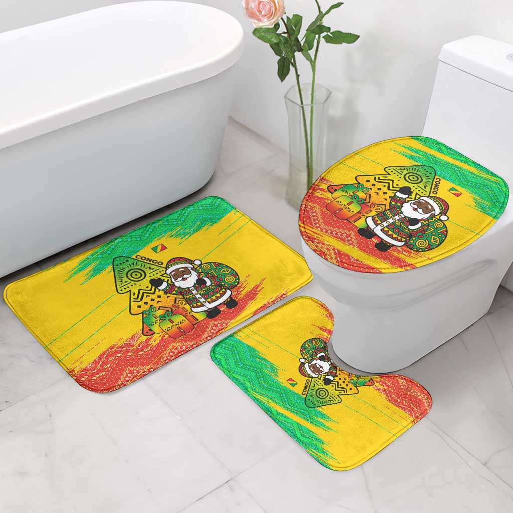 Congo Christmas Bathroom Set with African Santa Tribal Tree and Colorful Gift Design - Wonder Print Shop
