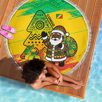 Congo Christmas Beach Blanket with African Santa Tribal Tree and Colorful Gift Design - Wonder Print Shop