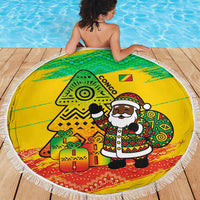 Congo Christmas Beach Blanket with African Santa Tribal Tree and Colorful Gift Design - Wonder Print Shop