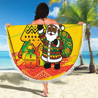 Congo Christmas Beach Blanket with African Santa Tribal Tree and Colorful Gift Design - Wonder Print Shop