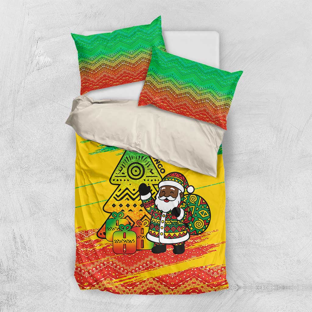 Congo Christmas Bedding Set with African Santa Tribal Tree and Colorful Gift Design - Wonder Print Shop