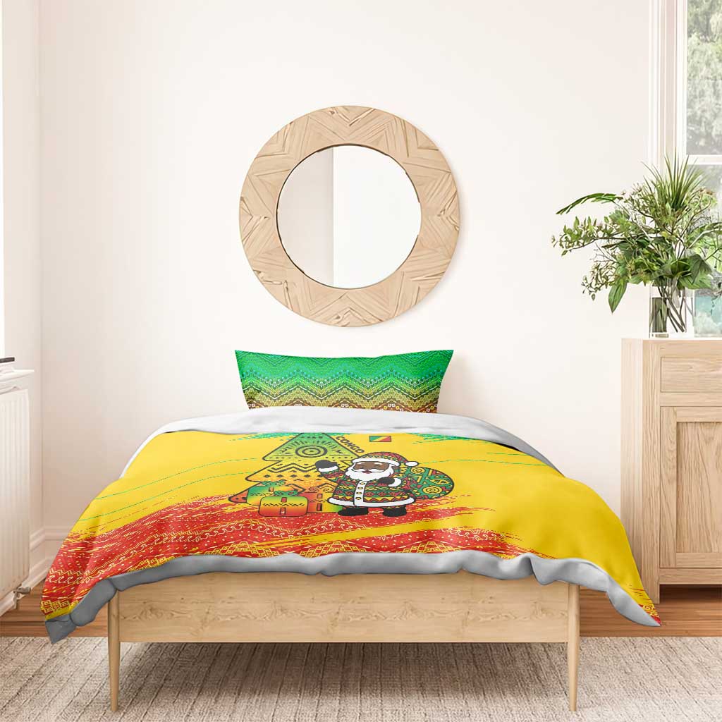 Congo Christmas Bedding Set with African Santa Tribal Tree and Colorful Gift Design - Wonder Print Shop