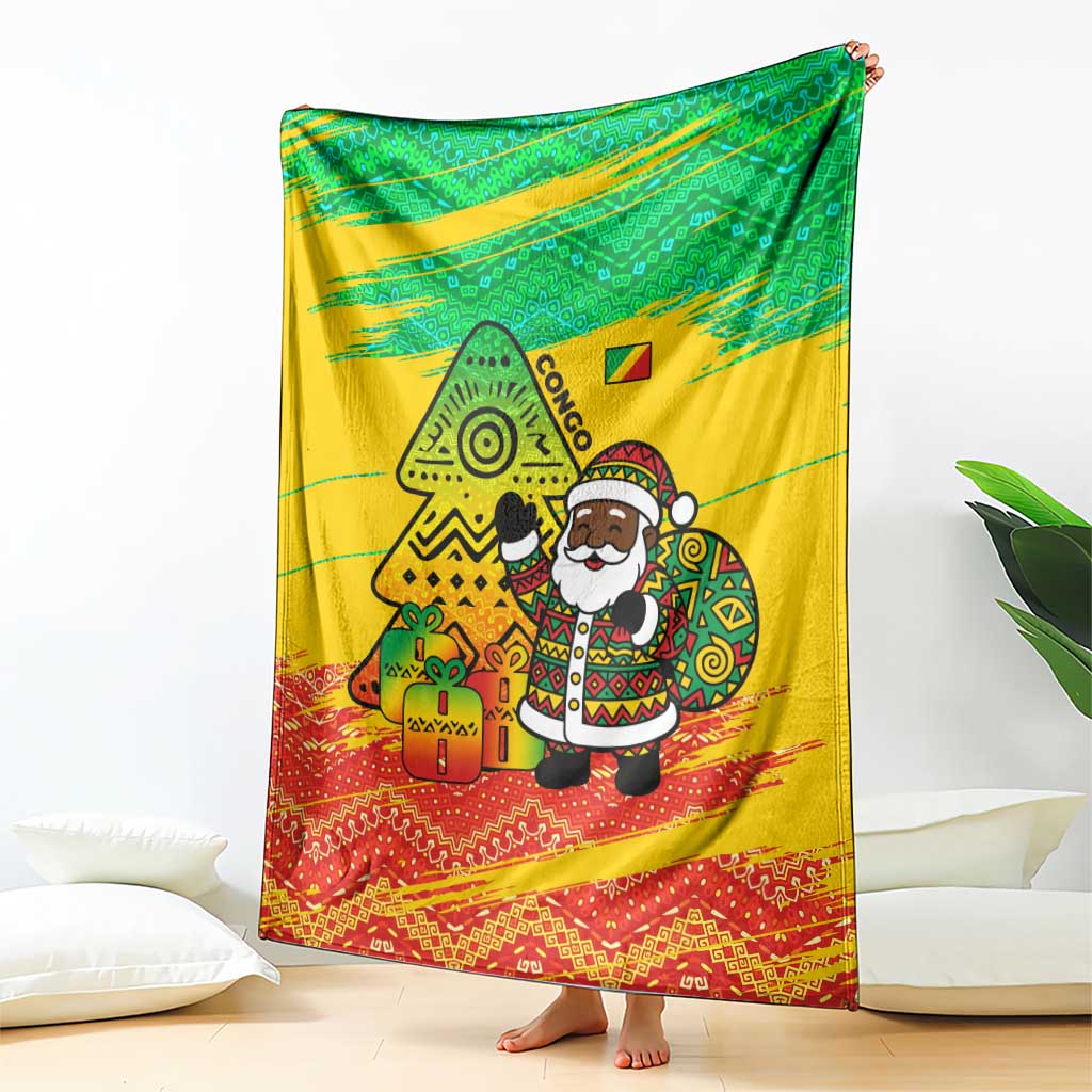 Congo Christmas Blanket with African Santa Tribal Tree and Colorful Gift Design - Wonder Print Shop