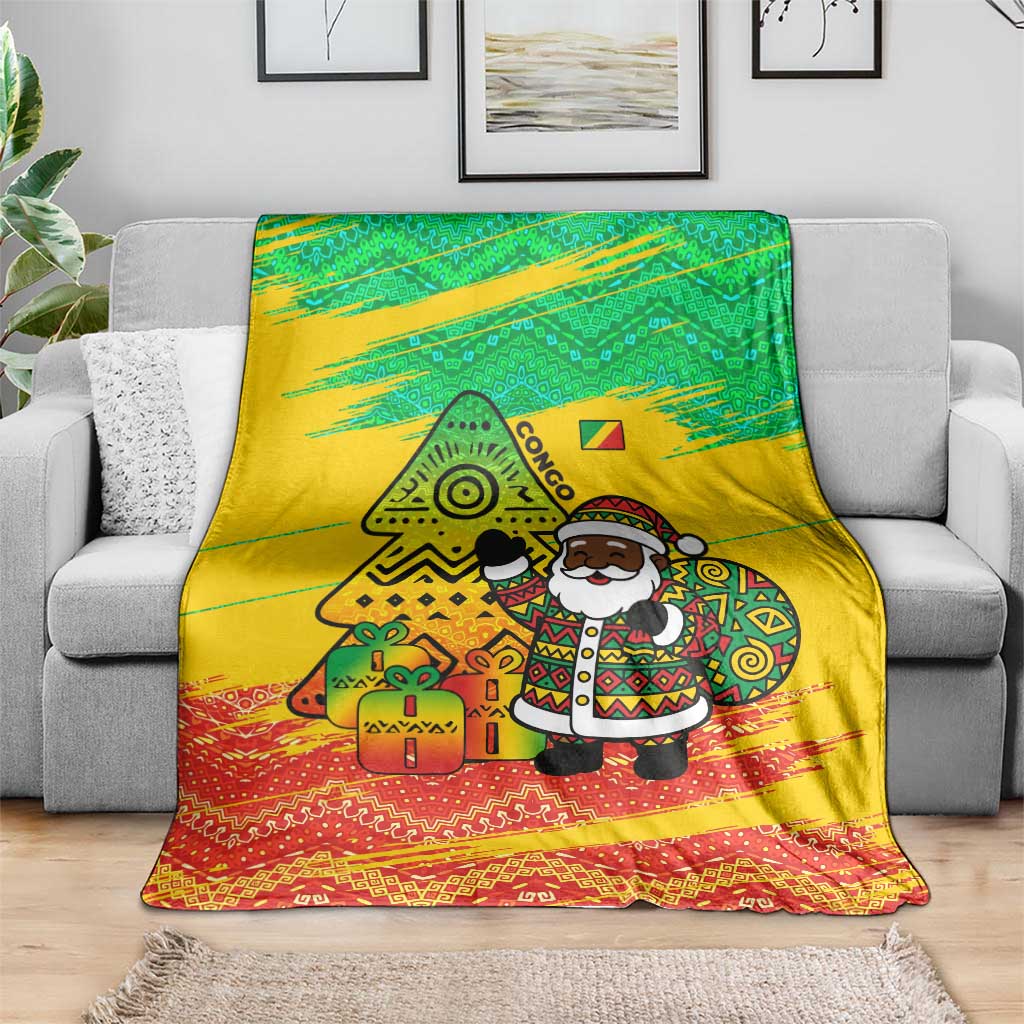 Congo Christmas Blanket with African Santa Tribal Tree and Colorful Gift Design - Wonder Print Shop