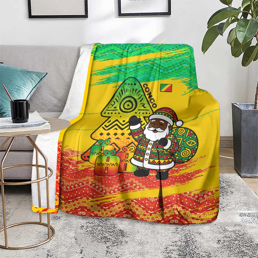 Congo Christmas Blanket with African Santa Tribal Tree and Colorful Gift Design - Wonder Print Shop