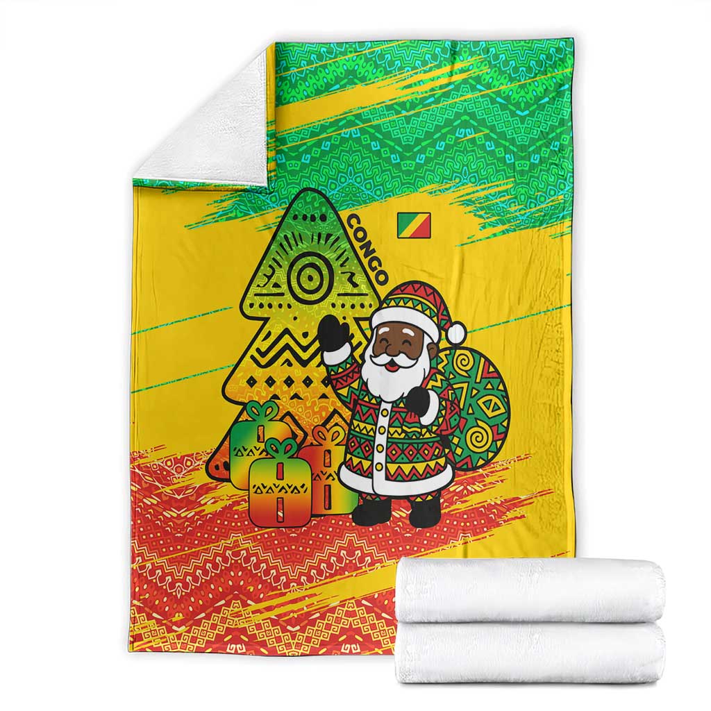 Congo Christmas Blanket with African Santa Tribal Tree and Colorful Gift Design - Wonder Print Shop