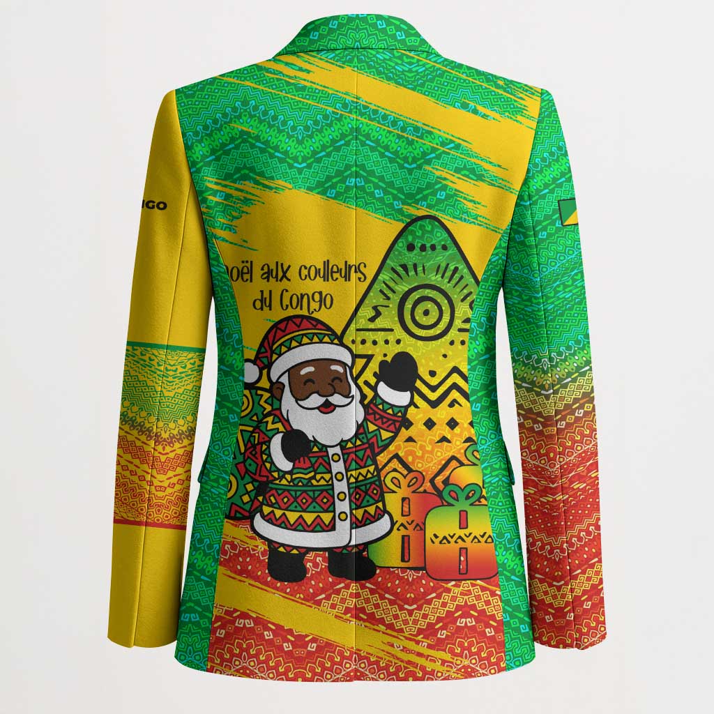 Congo Christmas Blazer with African Santa Tribal Tree and Colorful Gift Design - Wonder Print Shop
