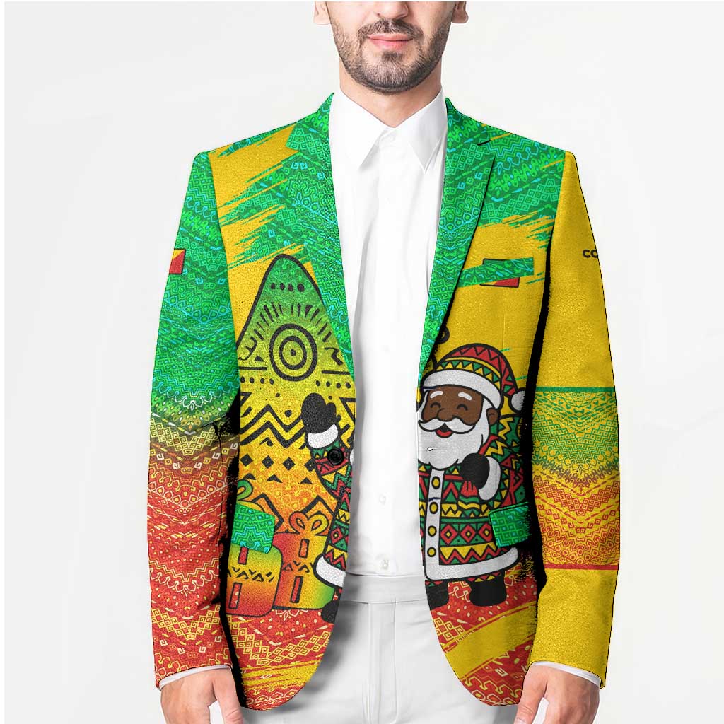 Congo Christmas Blazer with African Santa Tribal Tree and Colorful Gift Design - Wonder Print Shop