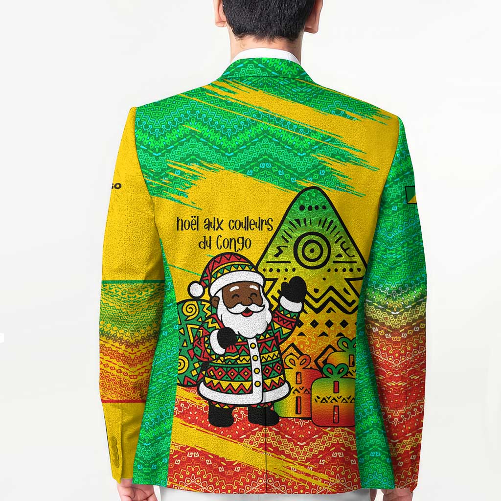 Congo Christmas Blazer with African Santa Tribal Tree and Colorful Gift Design - Wonder Print Shop