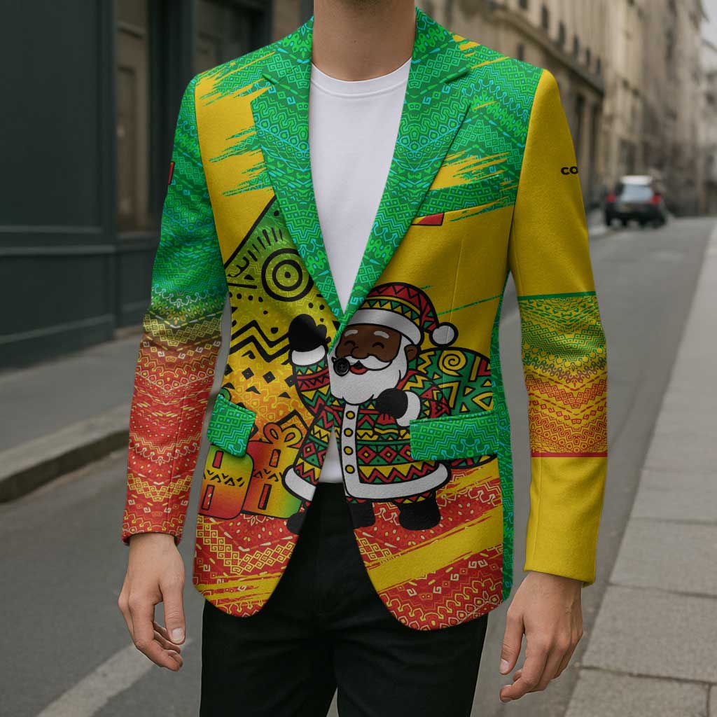 Congo Christmas Blazer with African Santa Tribal Tree and Colorful Gift Design - Wonder Print Shop