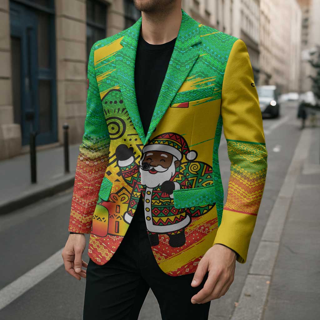 Congo Christmas Blazer with African Santa Tribal Tree and Colorful Gift Design - Wonder Print Shop