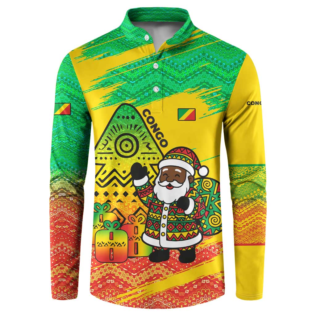 Congo Christmas Button Sweatshirt with African Santa Tribal Tree and Colorful Gift Design - Wonder Print Shop