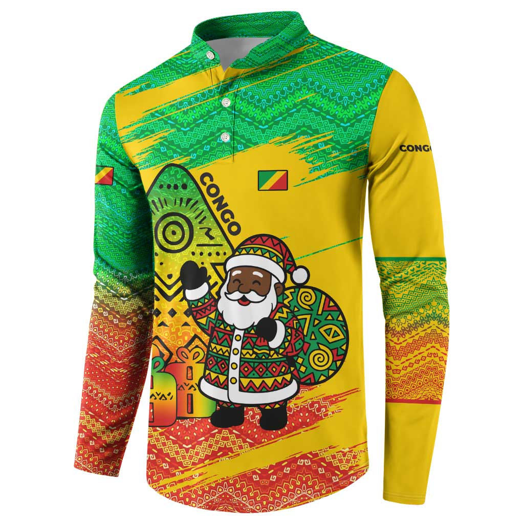 Congo Christmas Button Sweatshirt with African Santa Tribal Tree and Colorful Gift Design - Wonder Print Shop