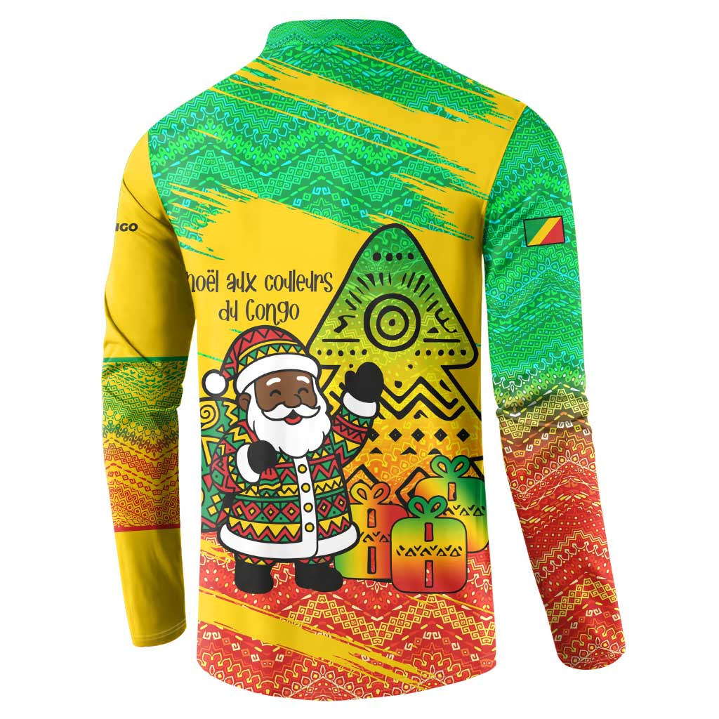 Congo Christmas Button Sweatshirt with African Santa Tribal Tree and Colorful Gift Design - Wonder Print Shop