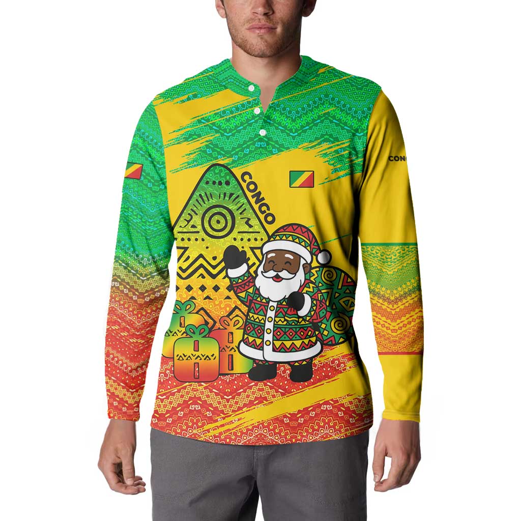 Congo Christmas Button Sweatshirt with African Santa Tribal Tree and Colorful Gift Design - Wonder Print Shop