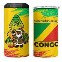 Congo Christmas 4 in 1 Can Cooler Tumbler with African Santa Tribal Tree and Colorful Gift Design - Wonder Print Shop