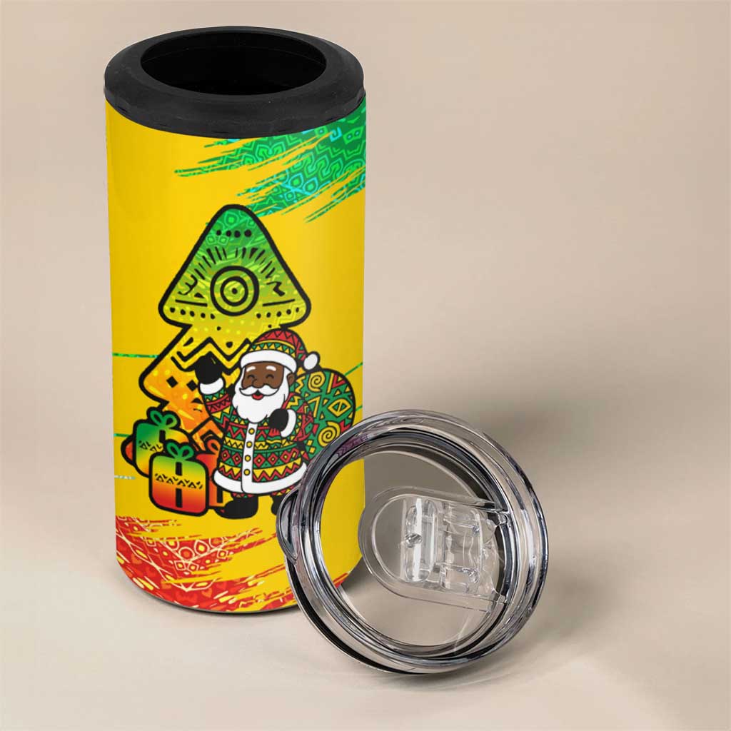 Congo Christmas 4 in 1 Can Cooler Tumbler with African Santa Tribal Tree and Colorful Gift Design - Wonder Print Shop