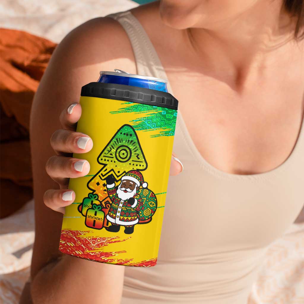 Congo Christmas 4 in 1 Can Cooler Tumbler with African Santa Tribal Tree and Colorful Gift Design - Wonder Print Shop