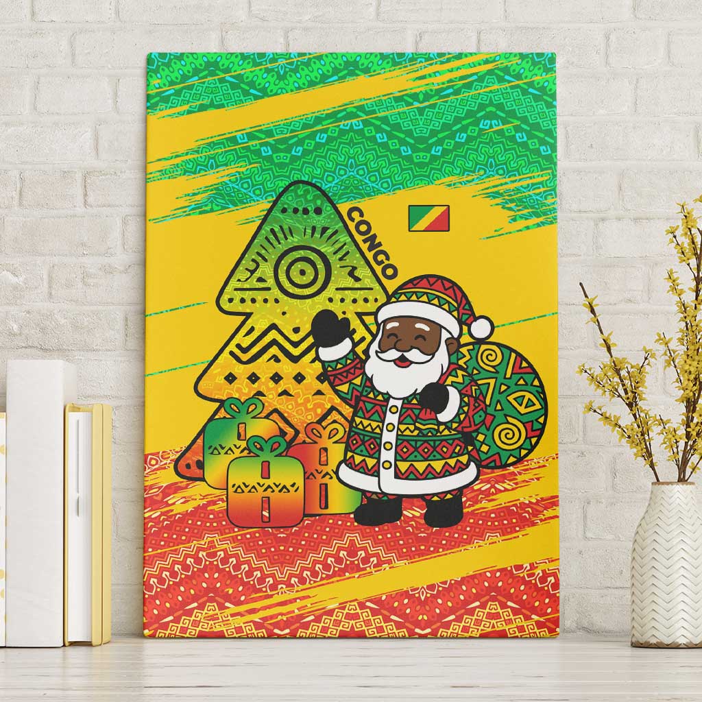 Congo Christmas Canvas Wall Art with African Santa Tribal Tree and Colorful Gift Design - Wonder Print Shop