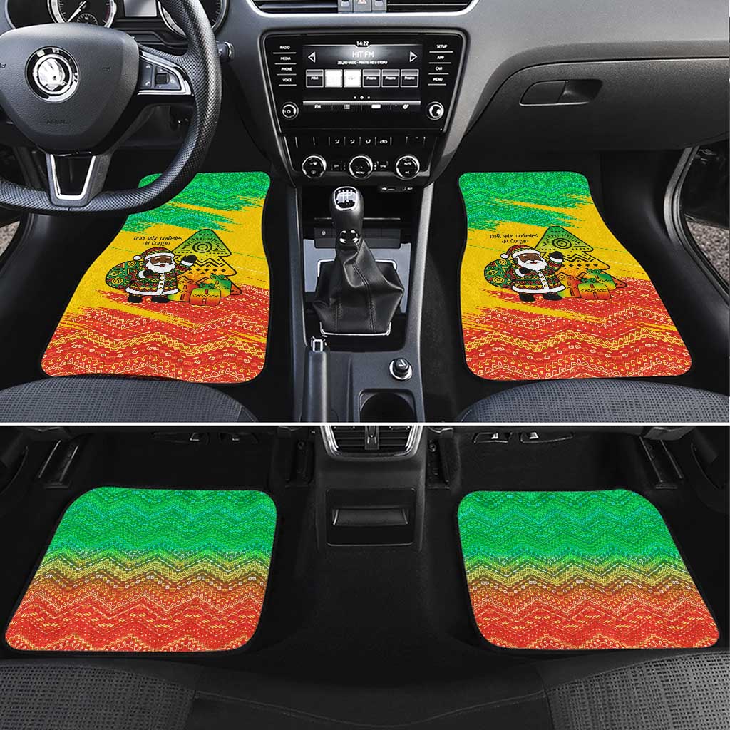 Congo Christmas Car Mats with African Santa Tribal Tree and Colorful Gift Design - Wonder Print Shop