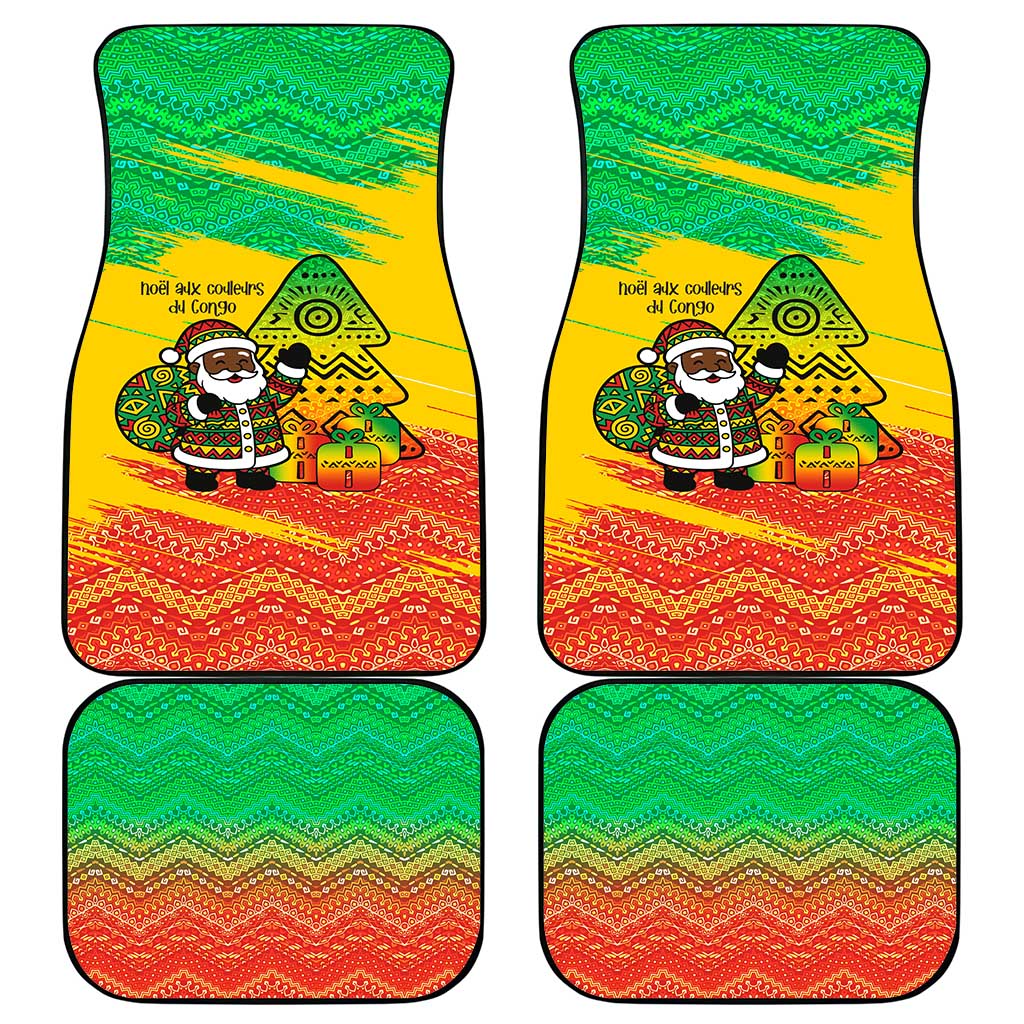 Congo Christmas Car Mats with African Santa Tribal Tree and Colorful Gift Design - Wonder Print Shop
