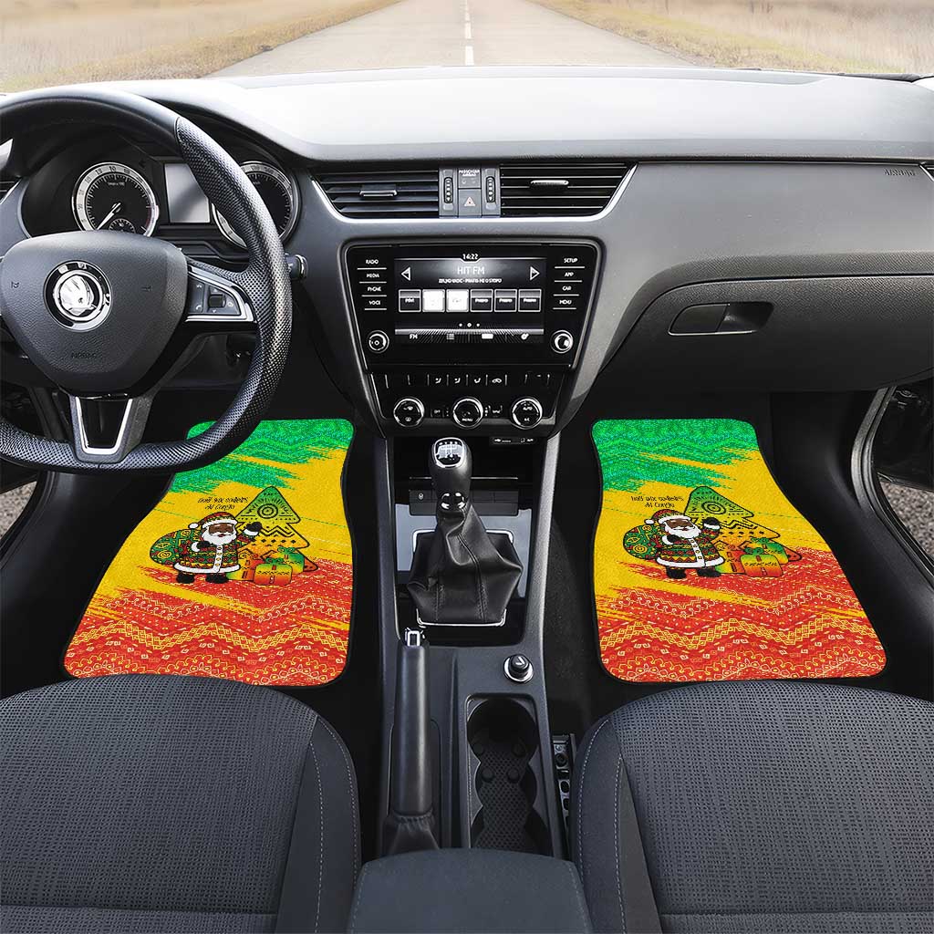 Congo Christmas Car Mats with African Santa Tribal Tree and Colorful Gift Design - Wonder Print Shop