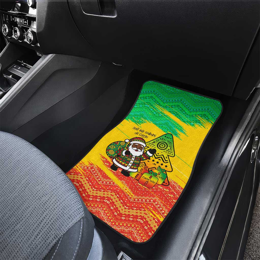 Congo Christmas Car Mats with African Santa Tribal Tree and Colorful Gift Design - Wonder Print Shop