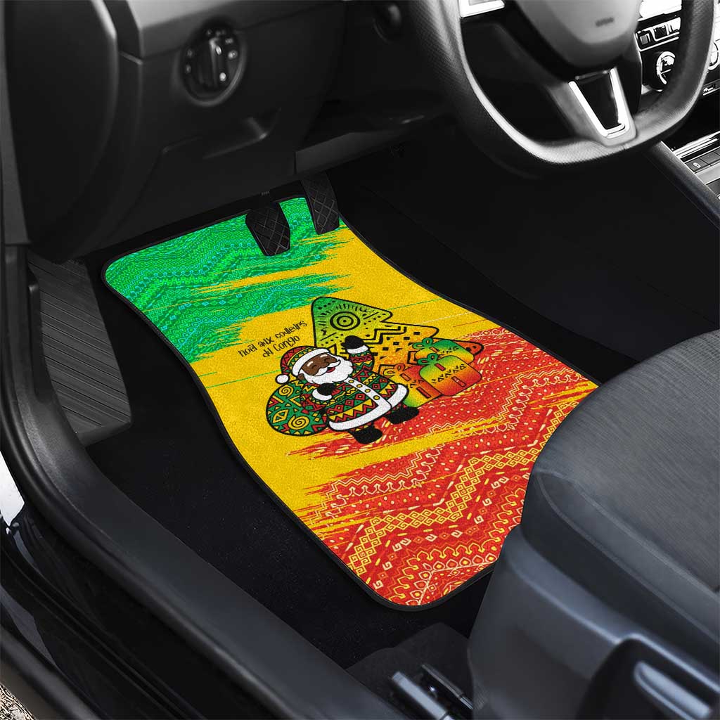 Congo Christmas Car Mats with African Santa Tribal Tree and Colorful Gift Design - Wonder Print Shop