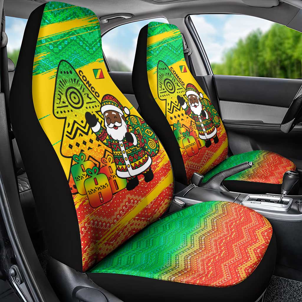 Congo Christmas Car Seat Cover with African Santa Tribal Tree and Colorful Gift Design - Wonder Print Shop