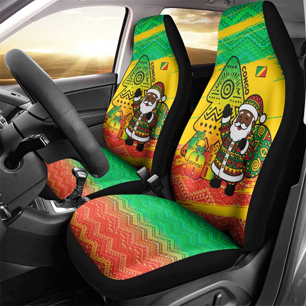 Congo Christmas Car Seat Cover with African Santa Tribal Tree and Colorful Gift Design - Wonder Print Shop