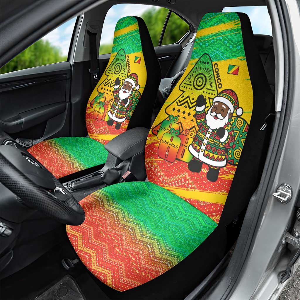 Congo Christmas Car Seat Cover with African Santa Tribal Tree and Colorful Gift Design - Wonder Print Shop