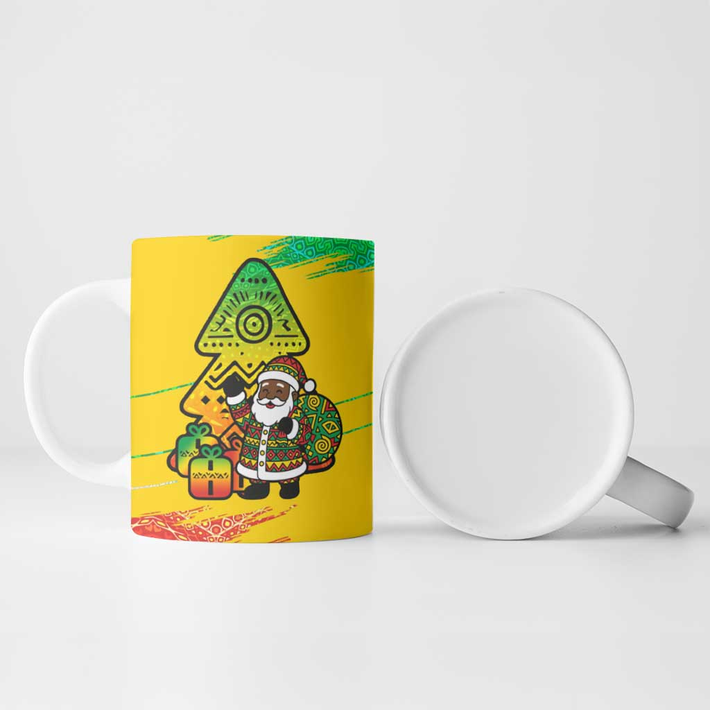 Congo Christmas Ceramic Mug with African Santa Tribal Tree and Colorful Gift Design - Wonder Print Shop