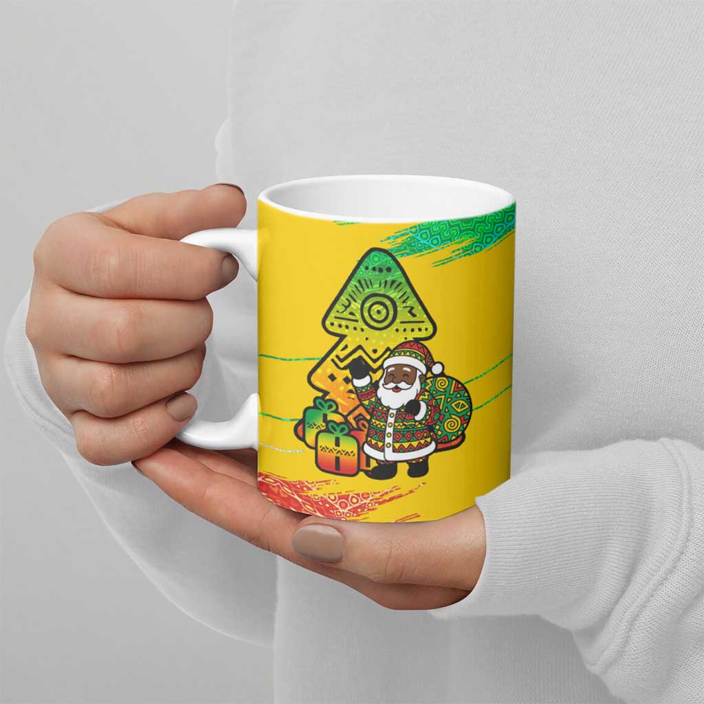 Congo Christmas Ceramic Mug with African Santa Tribal Tree and Colorful Gift Design - Wonder Print Shop